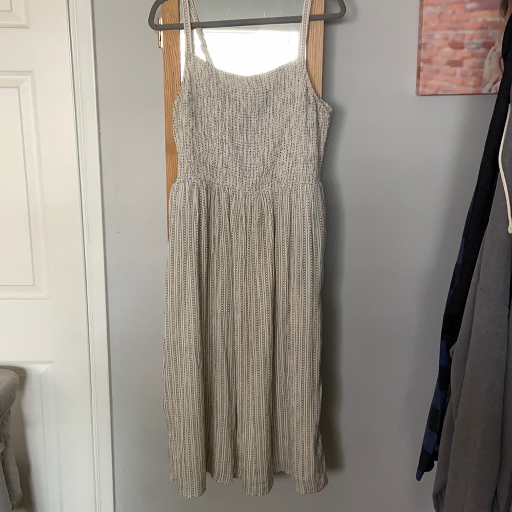 Or navy smocked midi dress